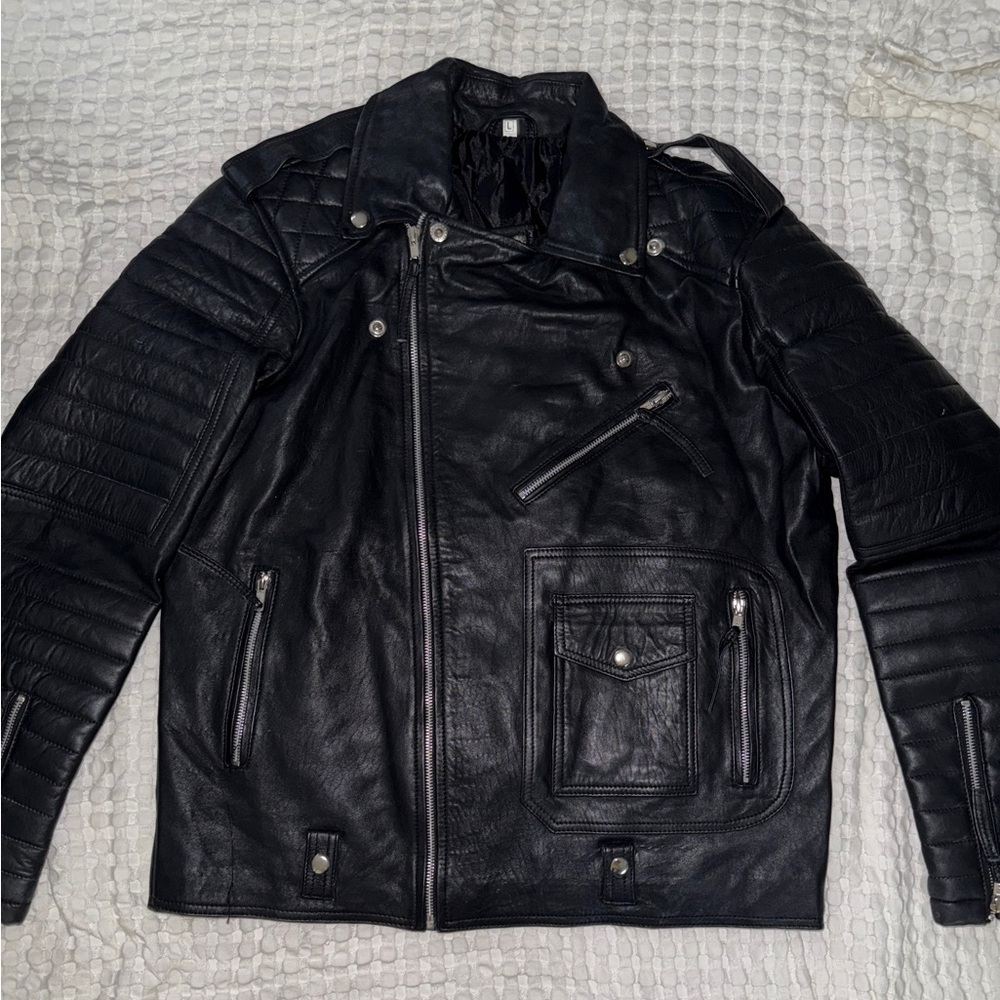 Men's Black Leather Biker Jacket
